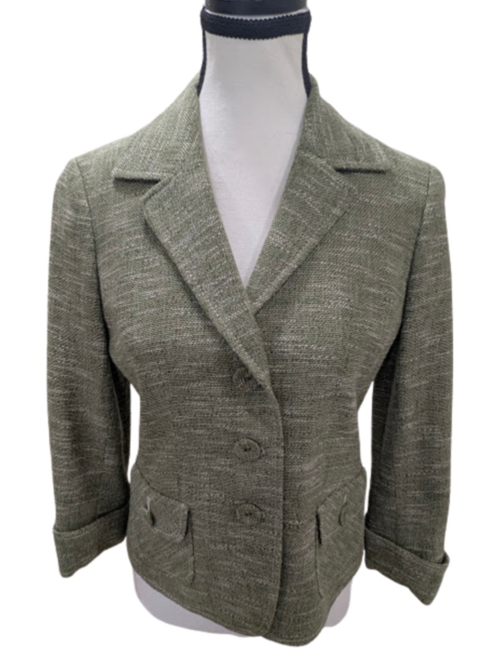 Ann Taylor Sage Green Women Textured Blazer Petite 8 Office Siren Old Money Chic